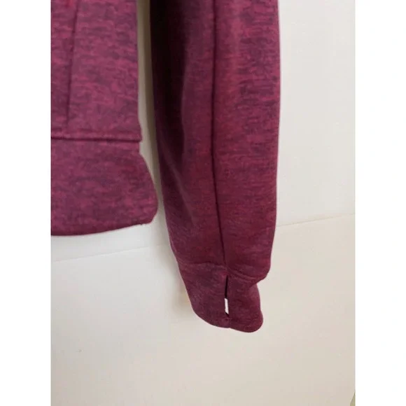Adidas Hoodie Pullover Womens‎ Small Burgundy Heathered Fleece Thumbhole Sporty - Picture 3 of 12
